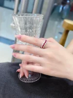 Fashion Wave Design Ruby Ring in 18K White Gold - Image 5