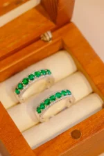 Luxury White Gold Emerald Ring with Natural Diamond - Image 4