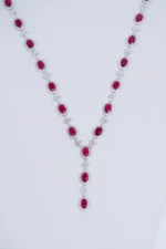 Elegant 18K White Gold Ruby and Diamond Necklace - Image 3