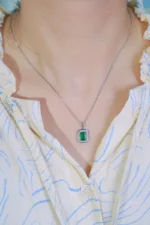 Emerald Frost 18K White Gold Diamond Pendant - Image 4