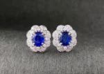 Sapphire Flower Stud Earrings in White Gold