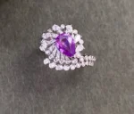 Romantic White Gold Pink Sapphire Ring with Diamond