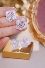 Real Diamond Rose Earrings - Image 2
