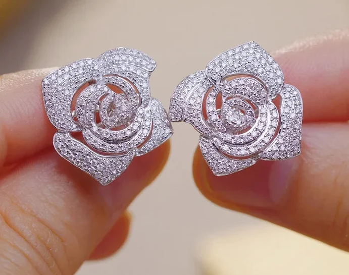 Real Diamond Rose Earrings Real Diamond Rose Earrings