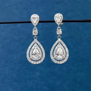 White Gold Water Drop Diamond Earrings