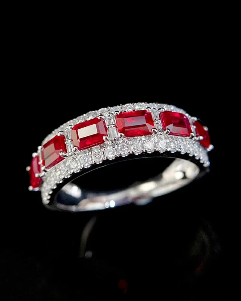 Elegant Ruby Diamond White Gold Ring