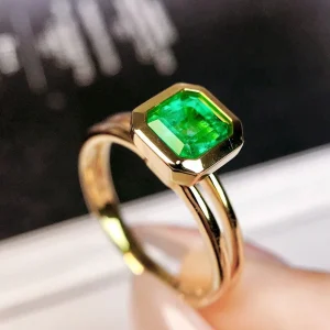 Yellow Gold Emerald Diamond Engagement Ring