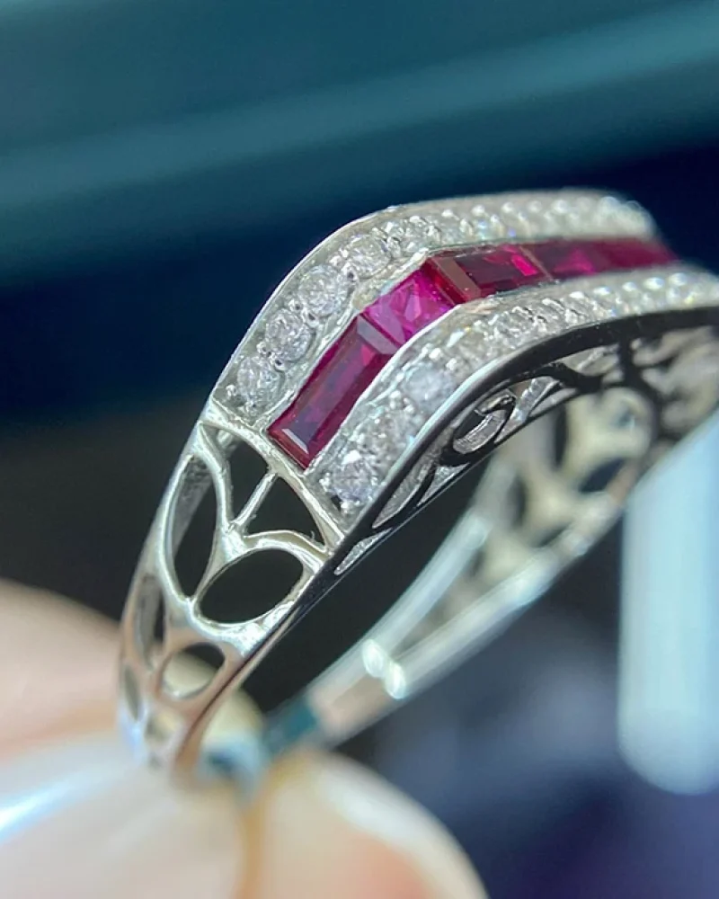 Luxe Ruby Diamond White Gold Ring